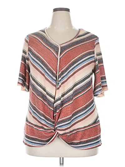 Pre-owned C Established 1946 Short Sleeve Blouse In Brown