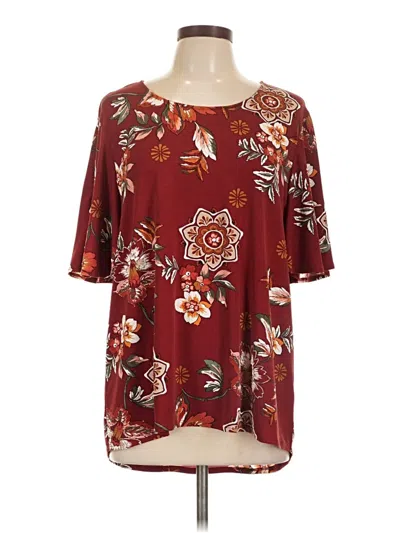 Pre-owned C Established 1946 Short Sleeve Blouse In Burgundy