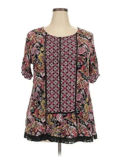 Pre-owned C Established 1946 Short Sleeve Blouse In Burgundy