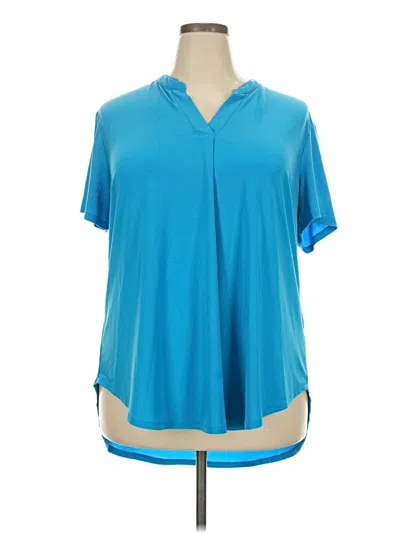Pre-owned C Established 1946 Short Sleeve Blouse In Teal