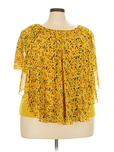 Pre-owned C Established 1946 Short Sleeve Blouse In Yellow