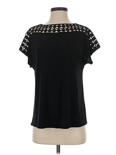 Pre-owned C Established 1946 Short Sleeve Top Black Cold Shoulder Neckline Tops