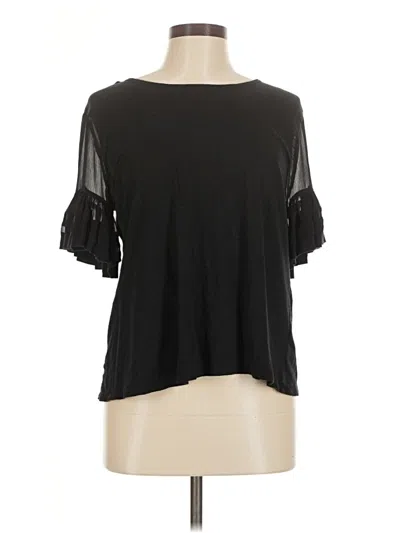 Pre-owned C Established 1946 Short Sleeve Top Black Cold Shoulder Neckline Tops