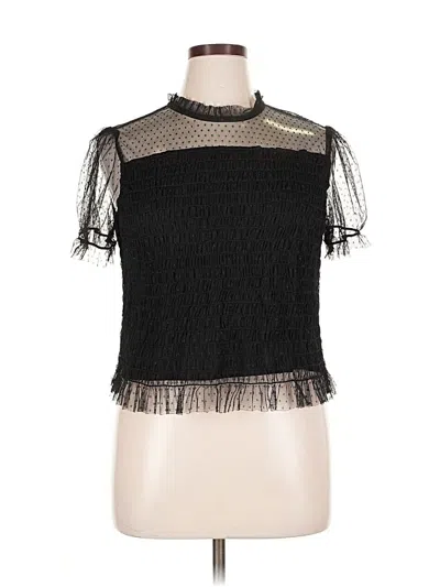 Pre-owned C Established 1946 Short Sleeve Top Black Mock Neckline Tops