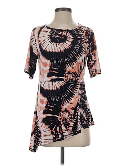 Pre-owned C Established 1946 Short Sleeve Top Brown Keyhole Neckline Tops