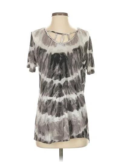 Pre-owned C Established 1946 Short Sleeve Top Gray Tie-dye Pattern Keyhole Neckline Tops