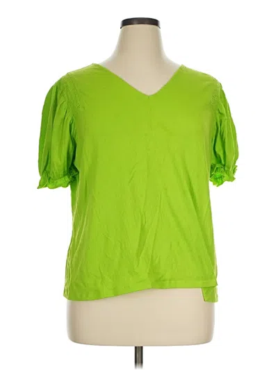 Pre-owned C Established 1946 Short Sleeve Top Green Sweetheart Neckline Tops