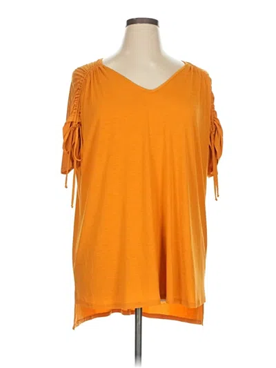 Pre-owned C Established 1946 Short Sleeve Top Orange Cold Shoulder Neckline Tops