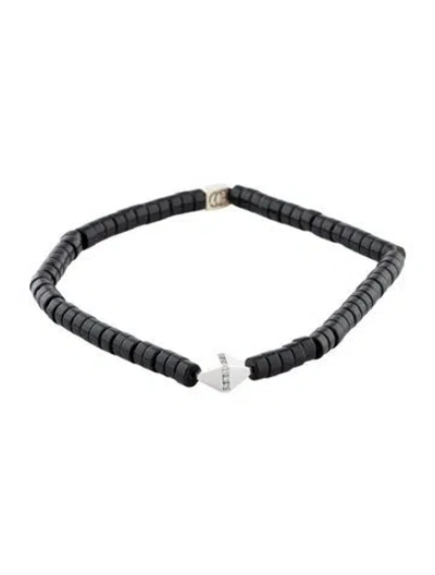 Pre-owned C. Grassi 14k Diamond & Obsidian Bead Bracelet, 7.5" In Multi