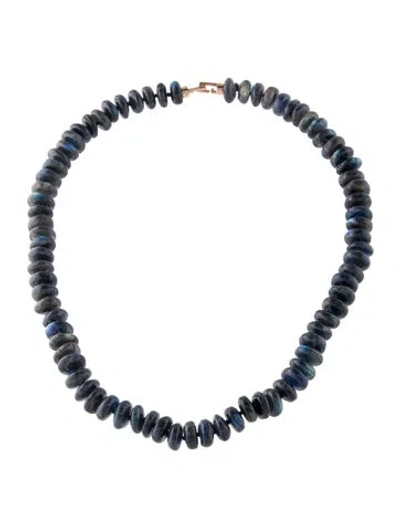 Pre-owned C. Grassi 14k Labradorite Bead Strand Necklace, 16" In Multi