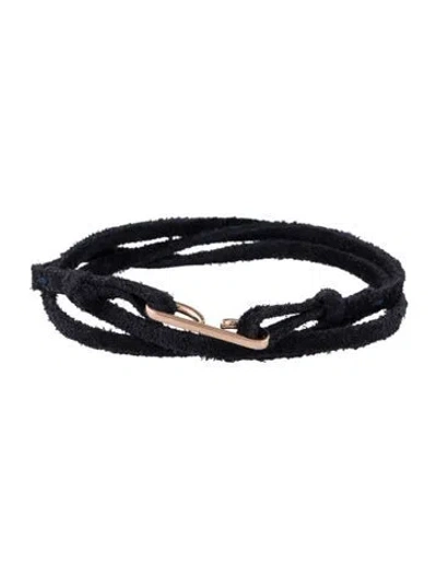 Pre-owned C. Grassi 14k Suede Wrap Bracelet, 6.5" In Black
