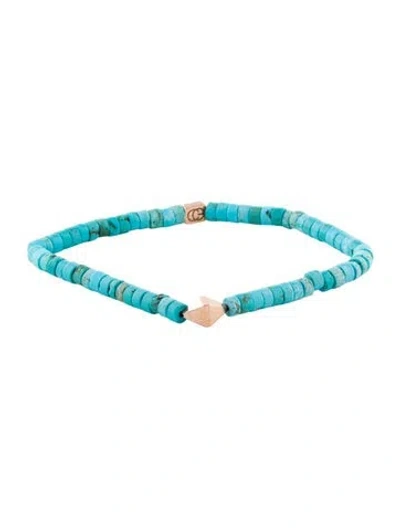 Pre-owned C. Grassi 14k Turquoise Bead Strand Bracelet, 7" In Multi