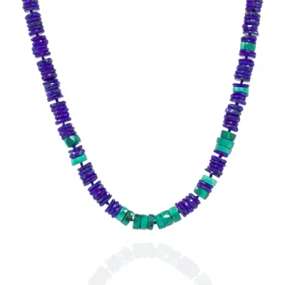 C. Grassi Men's Blue / Green Faceted Gemstone Necklace - Lapis Lazuli & Malachite - Sterling Silver Clasp - Ad In Multi