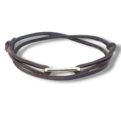 C. Grassi Men's Brown Jumbo Staple Bracelet - Sterling Silver - Italian Calfskin In Mocha