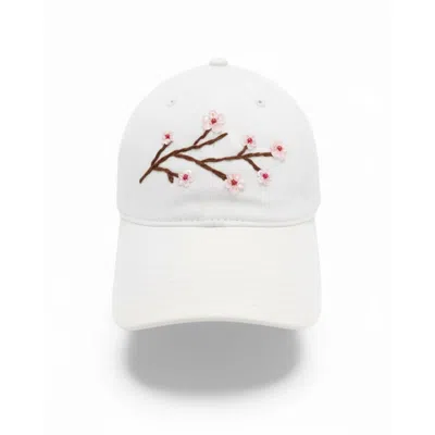 C. Grassi Men's Crystal Garden - Sakura Dad Hat - Hand-beaded Rose Quartz, Garnet - White