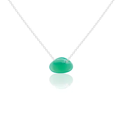 C. Grassi Men's Green / Silver Small Lucky Pebble Necklace - Green Onyx - Sterling Silver Chain In Multi
