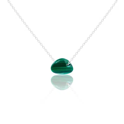 C. Grassi Men's Green / Silver Small Lucky Pebble Necklace - Malachite - Sterling Silver Chain In Multi