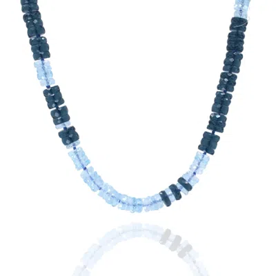 C. Grassi Women's Faceted Gemstone Necklace - Aquamarine & Dark Blue Quartz - 14k - Adjustable Length