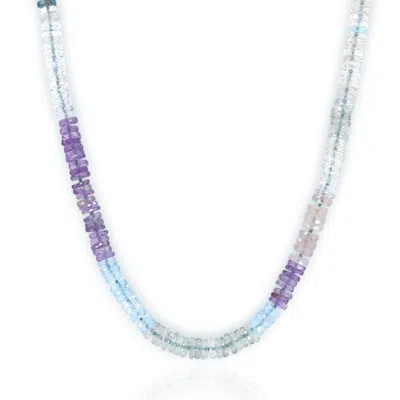 C. Grassi Women's Purple / Green / Blue Faceteted Gemstone Necklace - Color Block 001 - Clear Quartz, Amethyst In Yellow
