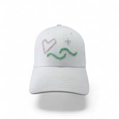 C. Grassi Women's The Energy Project Hat - Love & Light - Hand-beaded, Natural Crystals - White