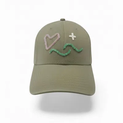 C. Grassi Women's The Energy Project Love & Light Hat - Hand-beaded, Natural Crystals - Olive Green