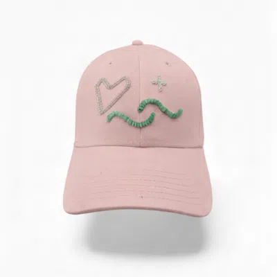 C. Grassi Women's The Energy Project Love & Light Hat - Hand-beaded, Natural Crystals - Pink