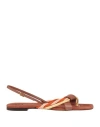 C Love Woman Thong Sandal Brown Size 7 Leather, Textile Fibers