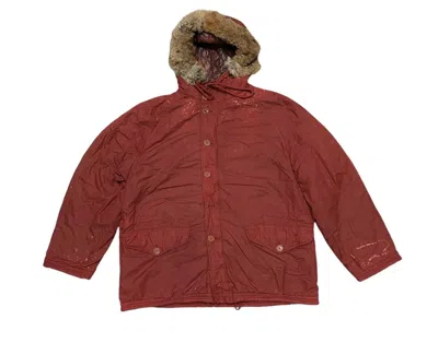 Pre-owned C P Company Aw 1990 Cp Company Parka Fur Hoodie Sun Faded Size 48 In Red