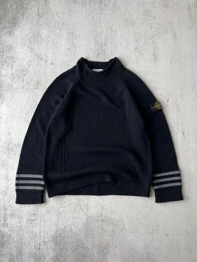 Pre-owned C P Company X Massimo Osti Stone Island Vintage 90's Stripes Knit In Blue