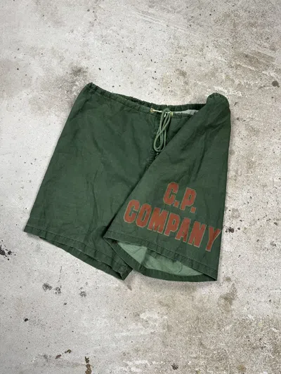 Pre-owned C P Company X Massimo Osti Vintage 90's Cp Company Big Logo Swim Shorts In Green