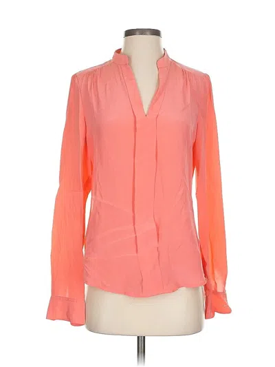 Pre-owned C. Wonder Long Sleeve Silk Top Orange Tie Neck Tops