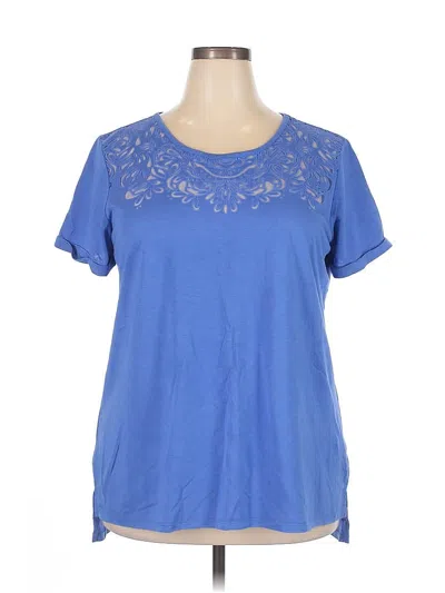 Pre-owned C. Wonder Short Sleeve Top Blue Keyhole Neckline Tops