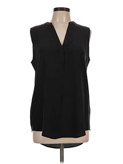 Pre-owned C. Wonder Sleeveless Silk Top Black Plunge Neckline Tops