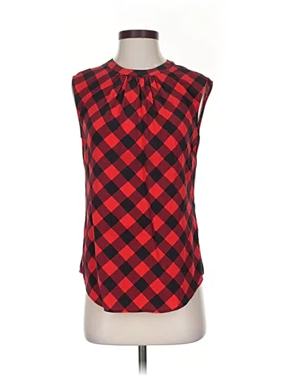 Pre-owned C. Wonder Sleeveless Silk Top Red Argyle Pattern Keyhole Neckline Tops