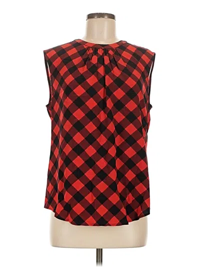 Pre-owned C. Wonder Sleeveless Silk Top Red Argyle Pattern Square Neckline Tops