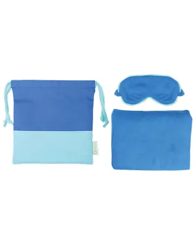 C. Wonder Travel Blanket & Eye Mask With Carrying Pouch In Blue