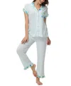 C. WONDER WOMEN'S PRINTED NOTCH COLLAR SHORT SLEEVE WITH RUFFLE AND PANTS 2 PC. PAJAMA SET