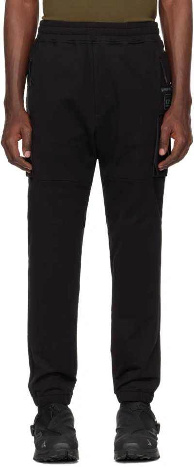 C.p. Company Black Cargo Pocket Sweatpants In Black 999