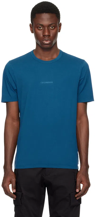 C.p. Company Blue Printed T-shirt In Ink Blue 848
