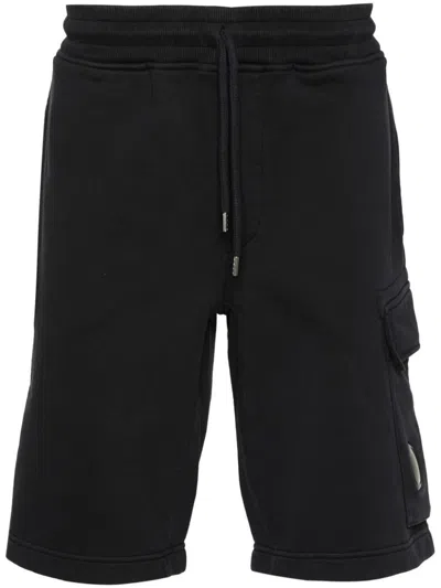 C.p. Company Knee-length Cargo Bermuda Shorts With Elasticated Waistband In Blue