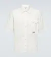C.p. Company Logo Cotton Poplin Shirt In White