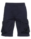 C.p. Company Cotton And Linen Cargo Shorts In Navy Blue
