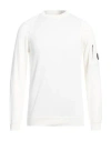 C.p. Company Minimalist Cotton Sweater With Distinctive Sleeve Pocket In White
