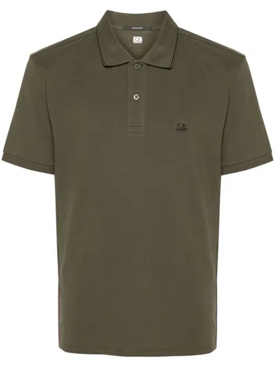 C.p. Company Regular Striped Collar Polo Shirt In Green