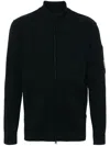 C.p. Company Long-sleeved Knitted Cardigan In Blue