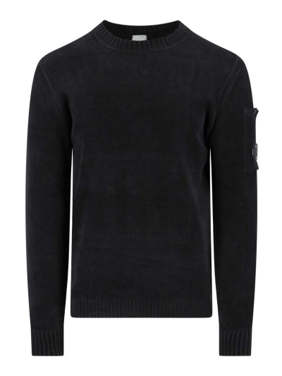 C.p. Company Chenille Sweater In Black