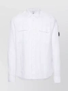 C.P. COMPANY COLLAR LINEN SHIRT WITH FRONT POCKETS AND PATCH DETAIL