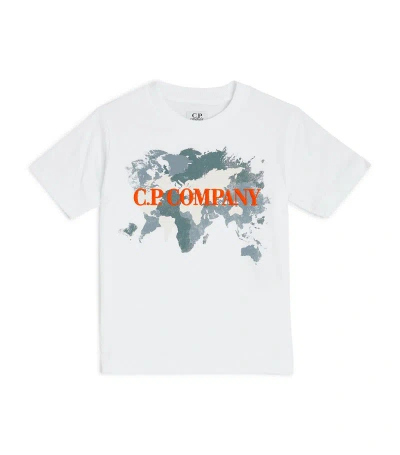 C.p. Company Kids' Cotton World-logo T-shirt (4-14 Years) In White