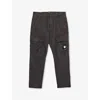 C.P. COMPANY CP COMPANY BOYS BLACK KIDS LENS-EMBELLISHED TAPERED-LEG COTTON CARGO TROUSERS 8-14 YEARS