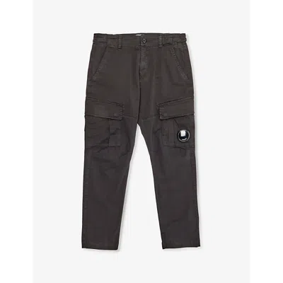 C.p. Company Cp Company Boys Black Kids Lens-embellished Tapered-leg Cotton Cargo Trousers 8-14 Years